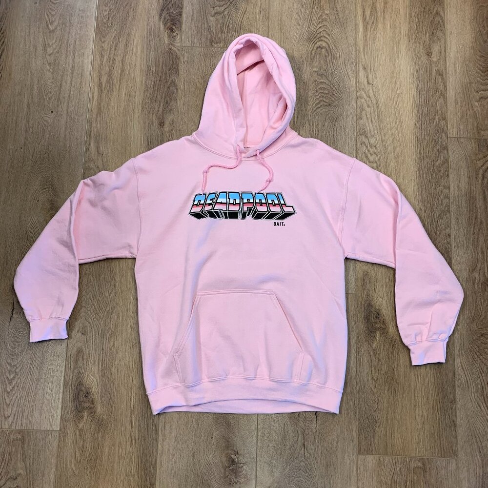 Deadpool x Bait Puff Print Hoodie | Size M | LIGHTLY USED | Light Pink